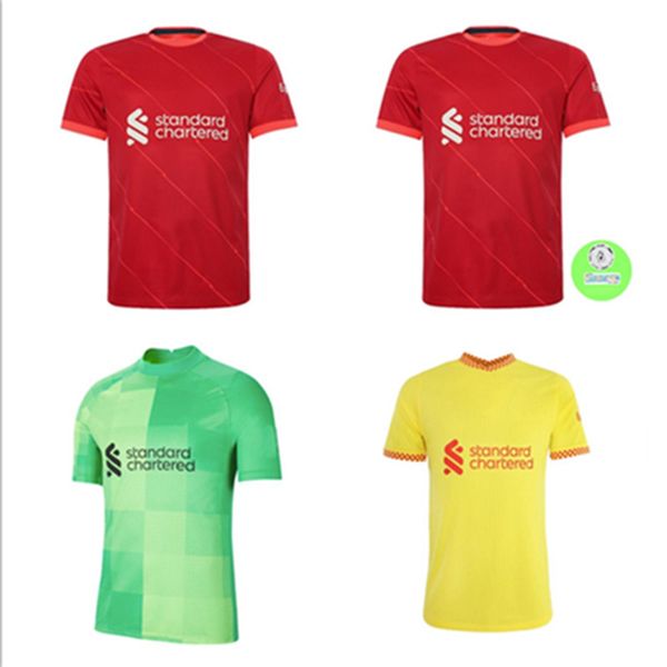 2023 new lvp thailand 21 22 soccer jerseys m.salah alexander arnold mane firmino virgil diogo j thiago a.becker kewell iverpool football shi, Black;yellow